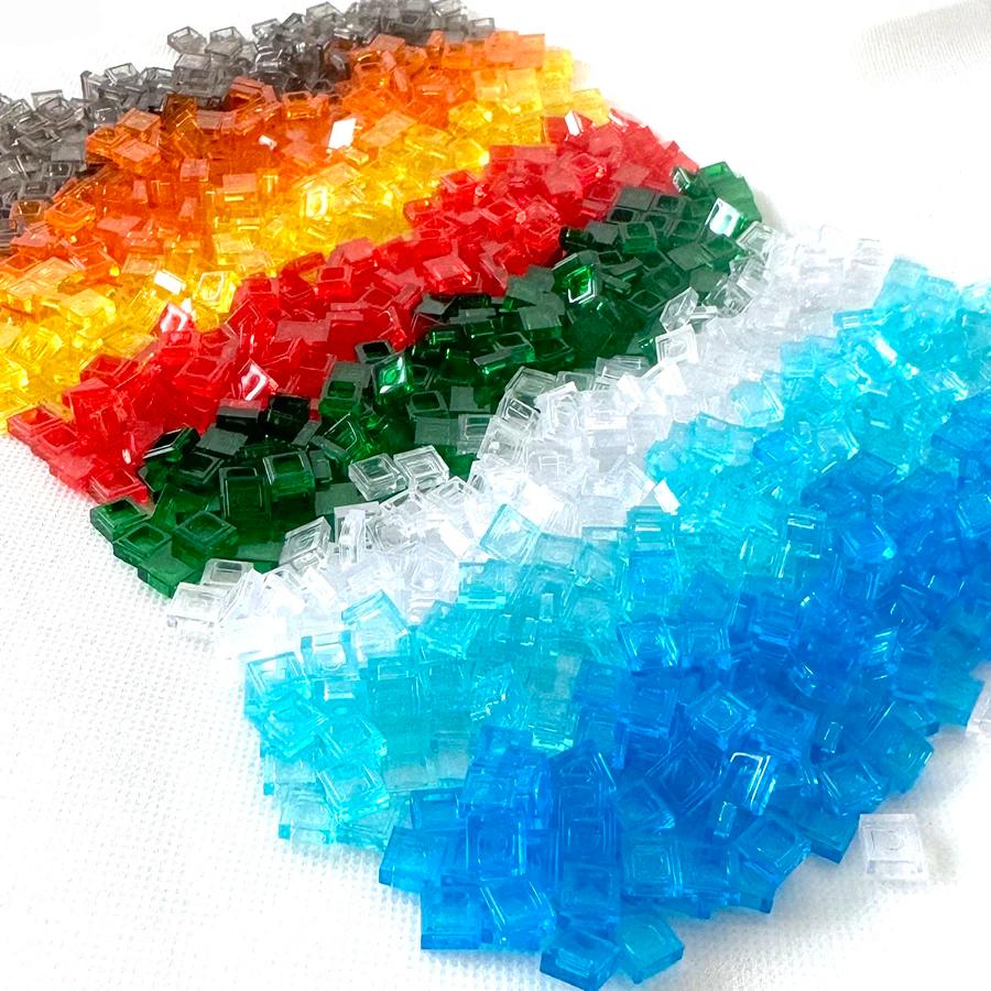 Briques colorées transparentes 1x1, 200 pièces, carrelage plat, blocs de construction lisses, bricol