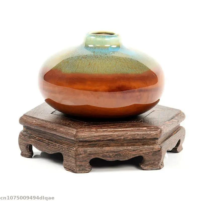 Pot de fleurs et vase en bois sculpté vintage, mini sculpture, présentoir artisanal, plante de jardi