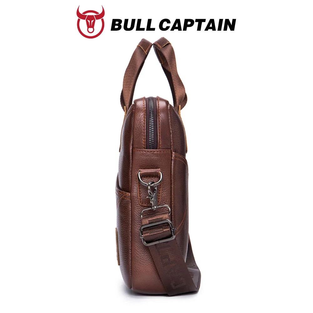 BULLCAPTAIN porte-documents en cuir pour hommes avec grande capacité sac à main multifonctionnel sac