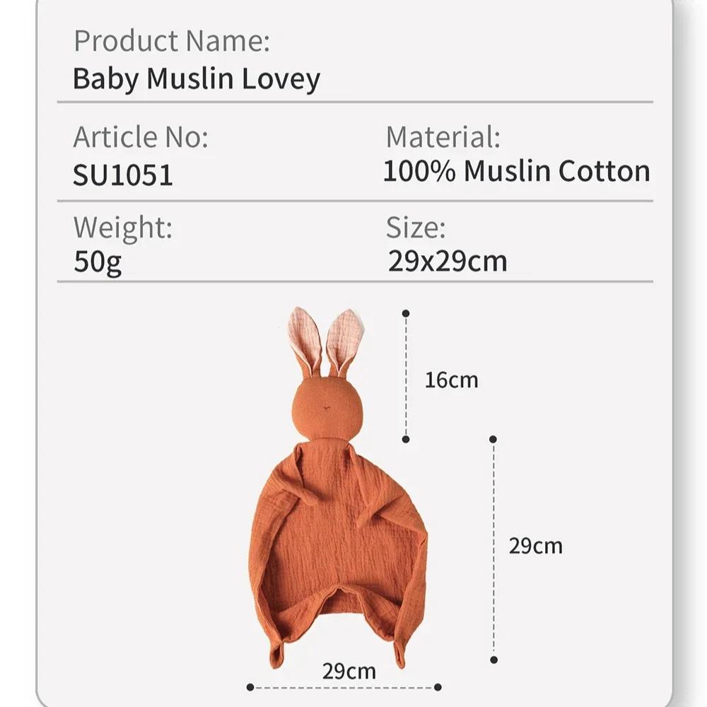 Serviette apaisante pour bébé, 100% mousseline de coton, mouchoir de dessin animé pour bébé, lapin m