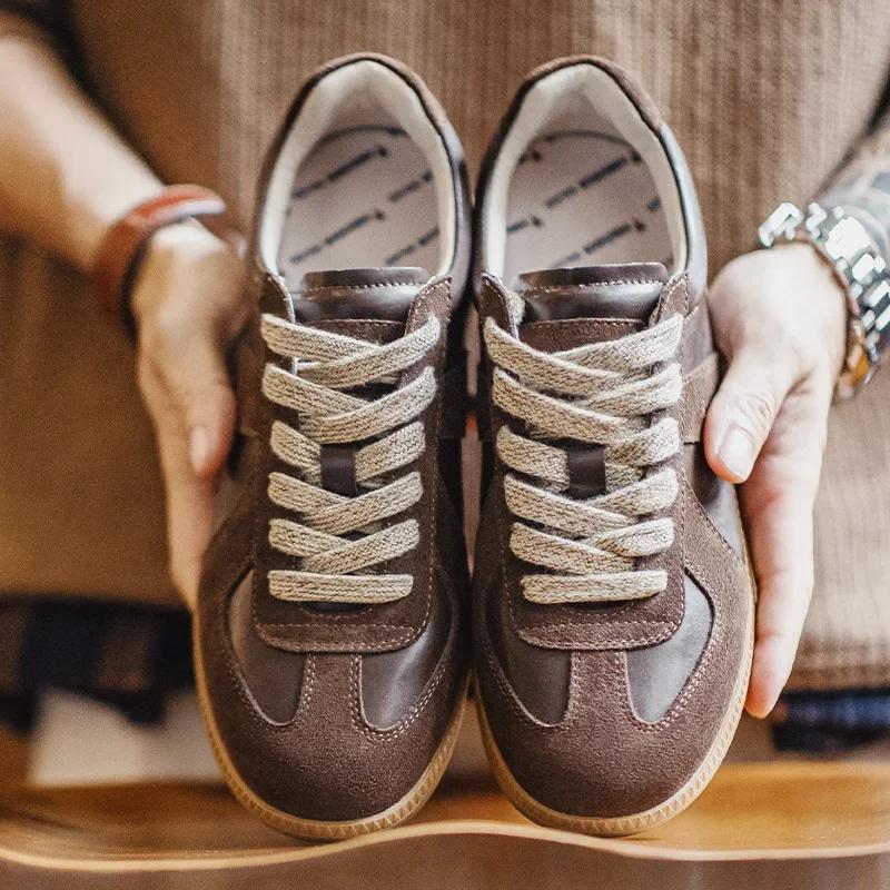 Maden – chaussures d'entraînement allemandes classiques marron épissées, baskets basses plates pour 