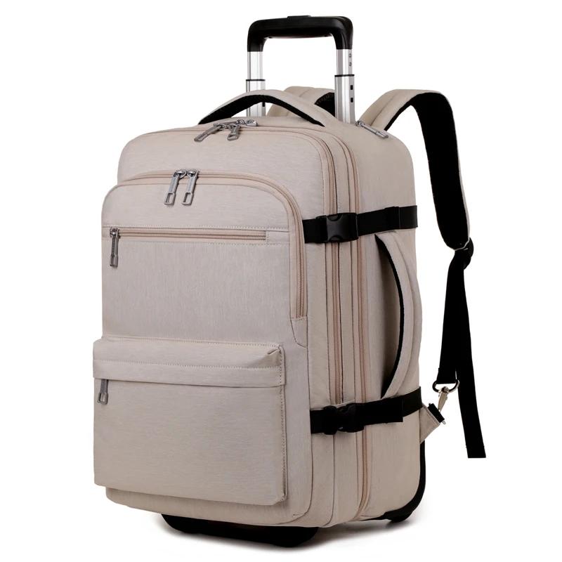 Sac à dos roulant bagage à main, sac à dos de voyage pour ordinateur portable avec roulettes pour ho
