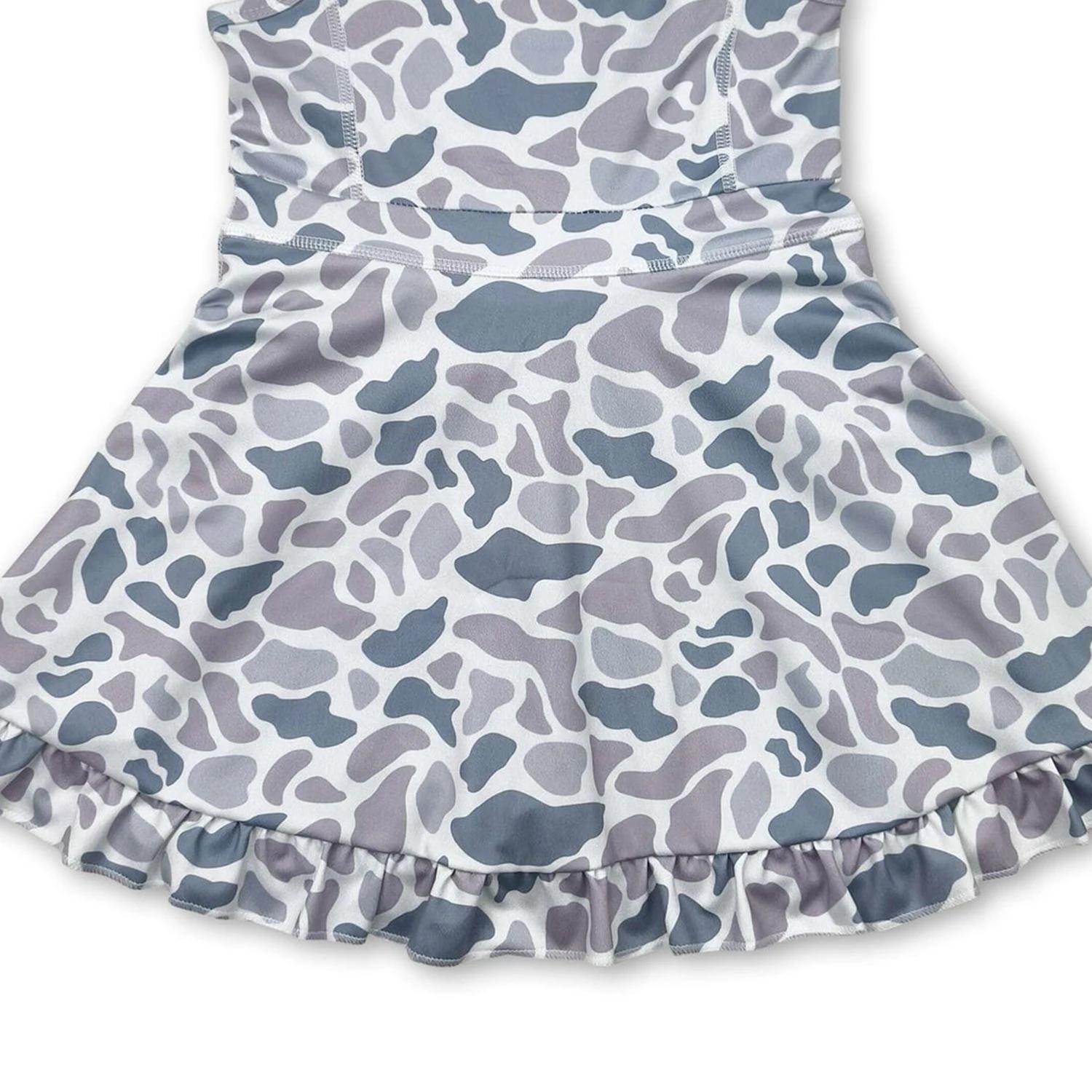 Robes pour bébés filles, 6 couleurs, style camouflage, à bretelles, avec volants, longueur genou, po