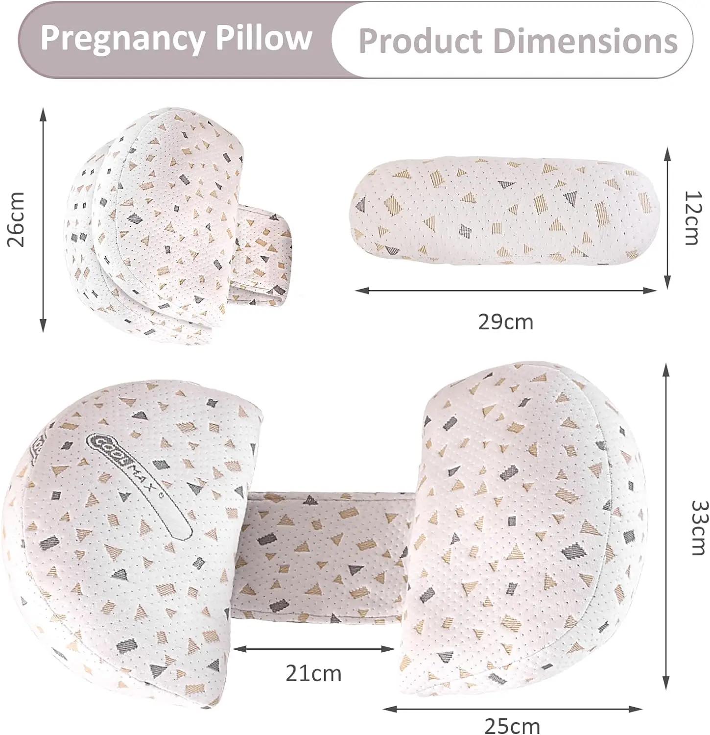 Oreiller de grossesse oreiller de maternité pour dormir sur le côté confort oreiller de soutien comp