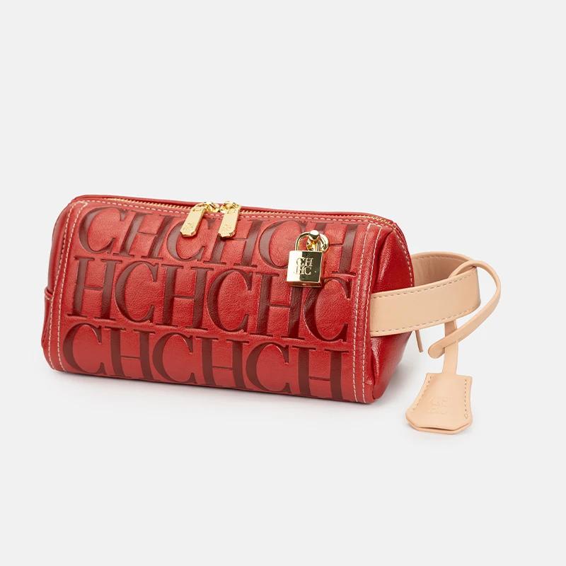 Sac de poitrine CH de luxe avec lettres en relief, sac banane rétro cylindrique grande capacité pour