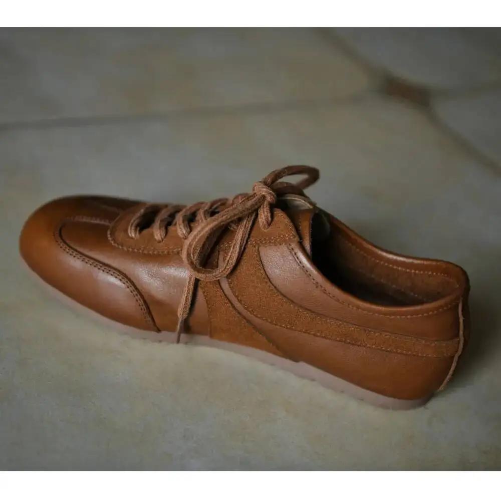 Chaussures Deqin rétro en cuir pour femmes, printemps automne, nouveau style, polyvalentes, bout car