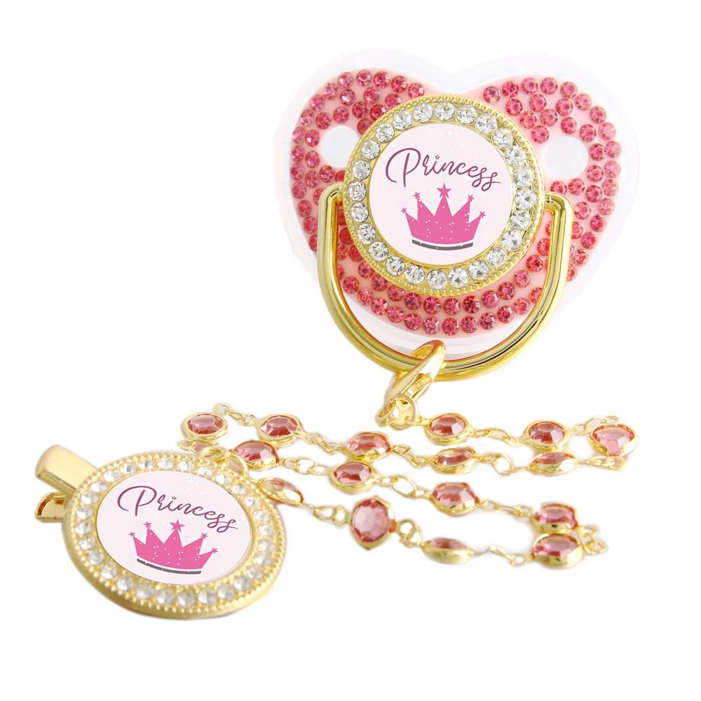 Sucette princesse scintillante avec gemme, sucette de sevrage de luxe, tétine pour bébé avec Clip en