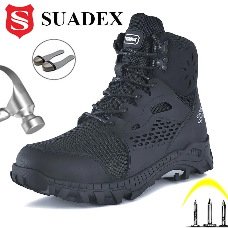 SUADEX-Bottes de sécurité l's pour hommes et femmes, chaussures de travail en acier anti-écrasement,