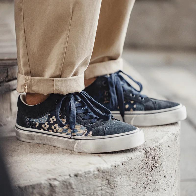 Maden-Chaussures basses en toile imprimée rétro japonaise pour hommes et femmes, marque de créateur,