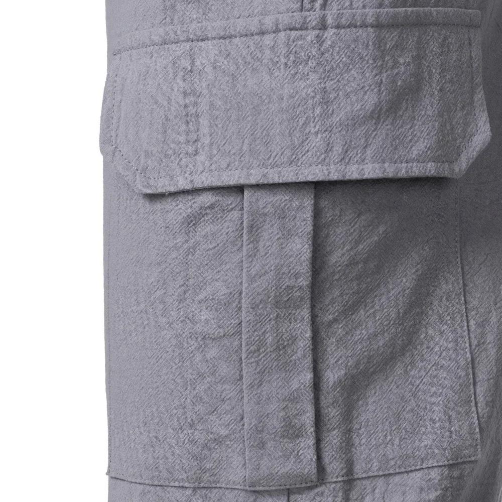 NOUVEAU Pantalon en coton et lin pour hommes européens et américains, pantalon de travail multi-poch