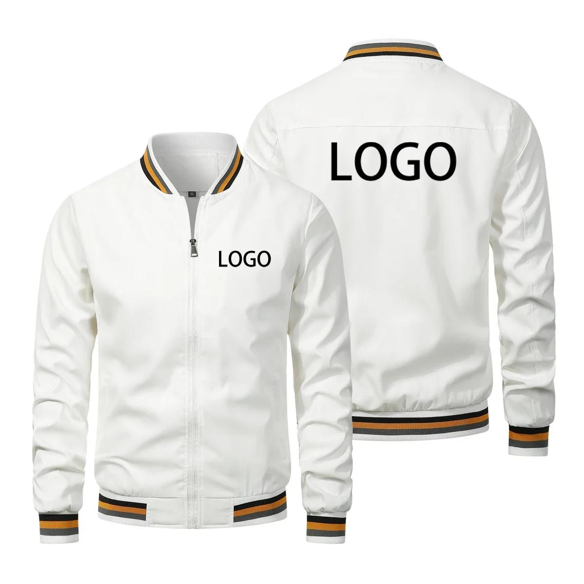 Logo personnalisé hommes vestes marque printemps automne coupe-vent impression manteau à glissière c