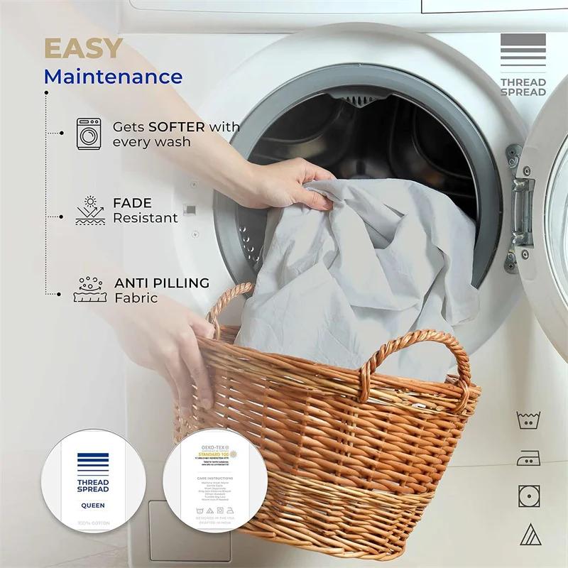Draps de lit 100% coton égyptien, linge de lit pour la maison, drap-housse 1000 fils avec bande élas