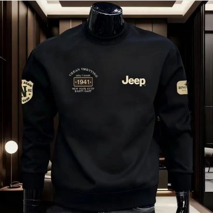 Sweat-shirt en coton pur à manches longues et col rond imprimé, décontracté et polyvalent pour homme