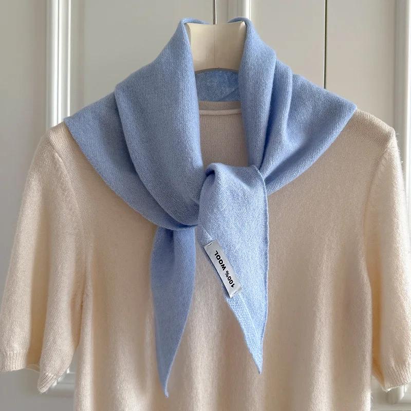 Écharpe tricotée 100% laine pour femme, écharpe chaude d'hiver, couleur unie brillante, châle épais,