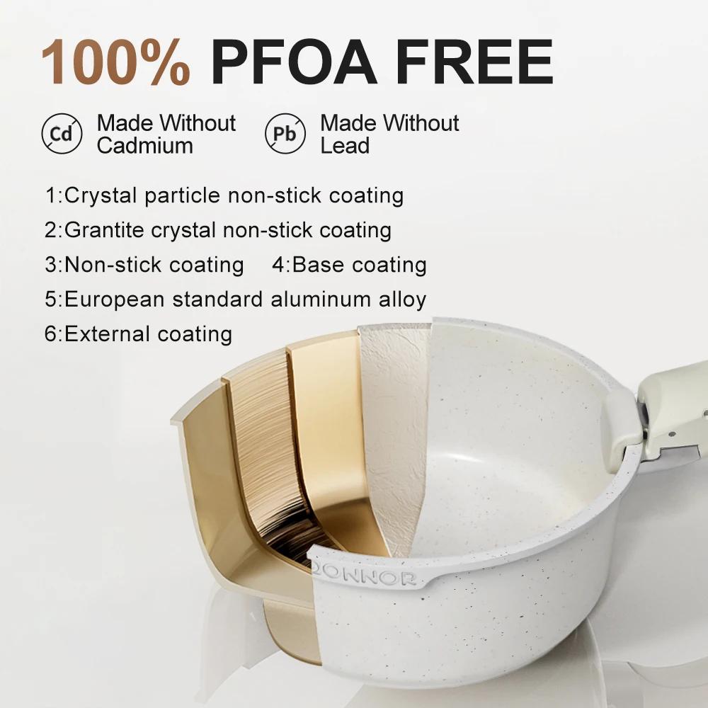 Donnor 17 pièces poignée amovible batterie de cuisine antiadhésive en aluminium moulé sous pression 
