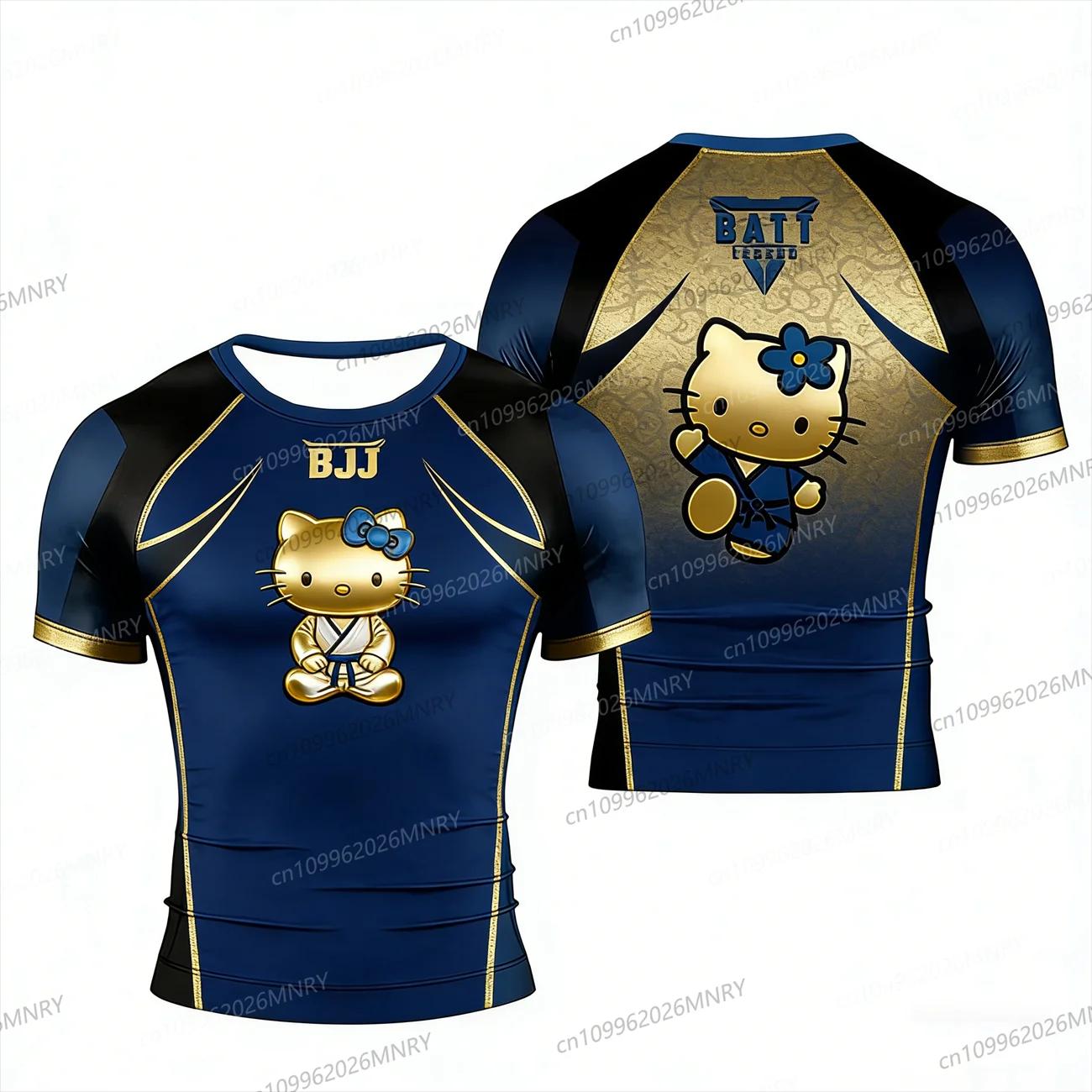 T-shirt imprimé Hello Kitty pour hommes et femmes, maillot de football, de jujitsu, de gymnastique,