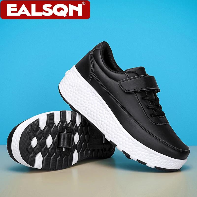 Chaussures de roller pour enfants, baskets à deux roues, chaussures de sport déformables à la mode p