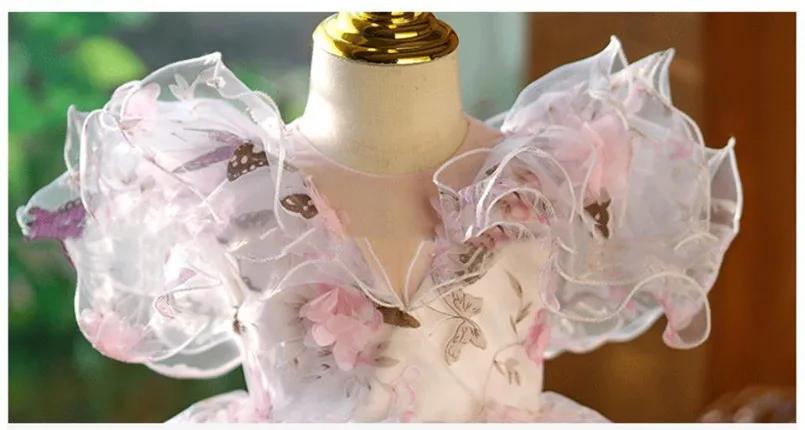 Robe de soirée princesse pour enfants, à la mode, imprimé, à volants, Design, mariage, anniversaire,
