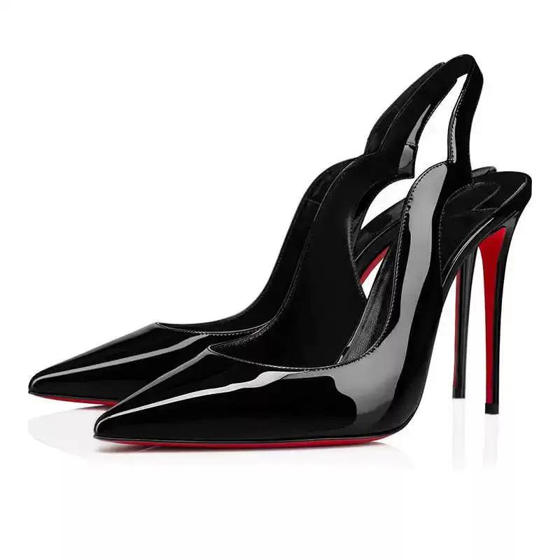 Chaussures à talons hauts pointus sexy européennes et américaines 2025, ajustables, noires, avec bri