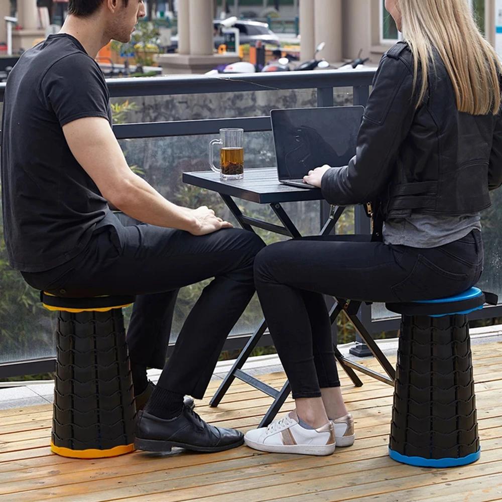 Tabouret télescopique pliant Portable, chaise de file d'attente de métro en plastique léger, chaise