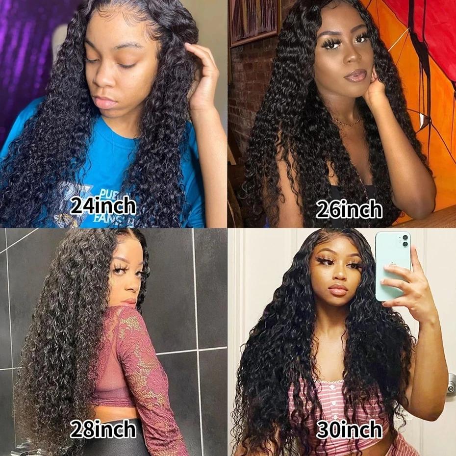 Perruque Lace Front Wig Deep Wave Naturelle Bouclée, Cheveux Humains, 13x4, 13x6, 30 32 Pouces, Dens