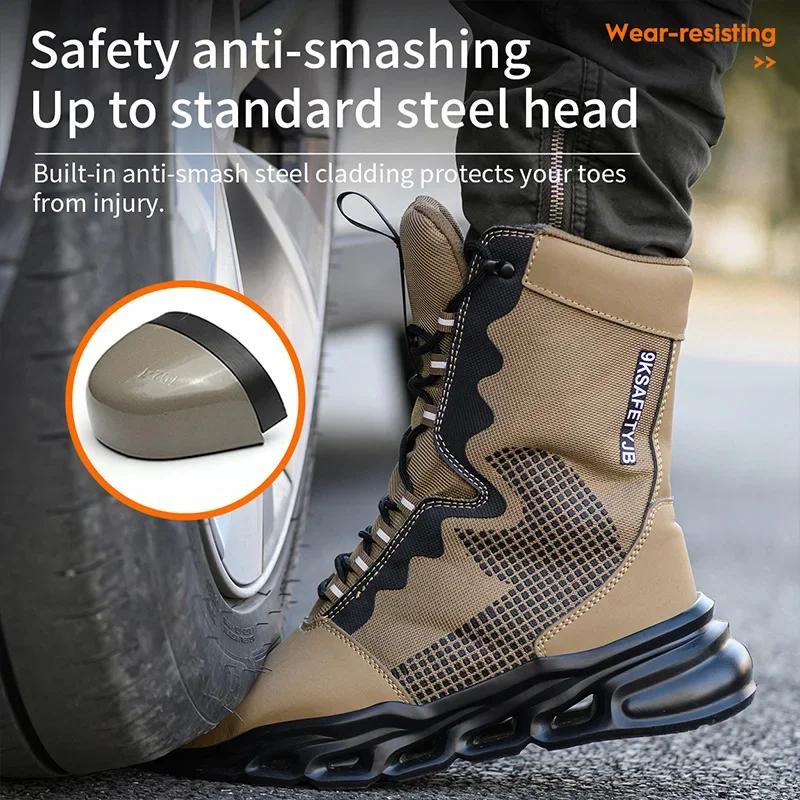Bottes de sécurité pour hommes, chaussures de sécurité avec embout en acier, bottes militaires de tr