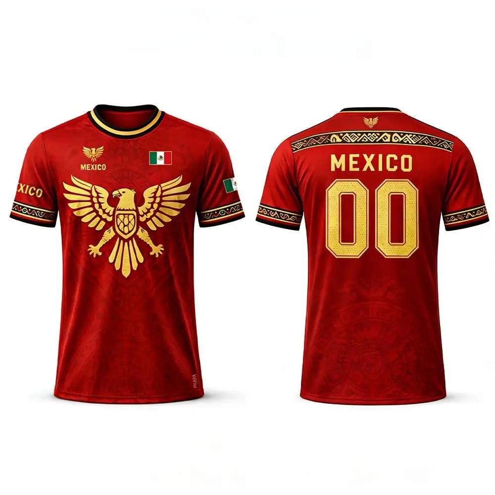 T-shirt imprimé drapeau du Mexique, maillot de football respirant et à séchage rapide pour l'été, ma