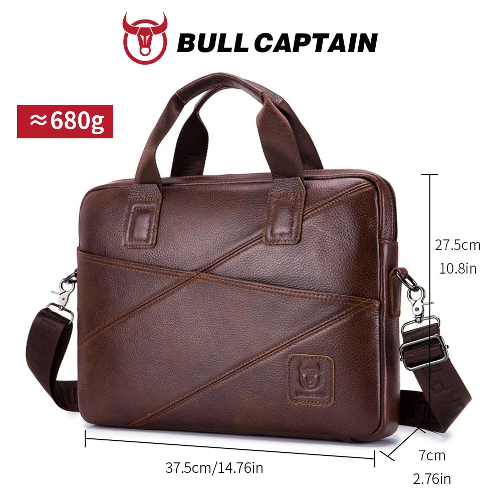 BULLCAPTAIN porte-documents en cuir pour hommes avec grande capacité sac à main multifonctionnel sac