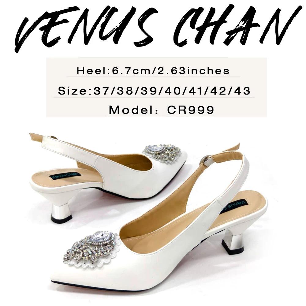 Venus Chan-Chaussures de Mariage à Talons Hauts pour Femme, Parka Jolie tue, Strass de Documents Bla