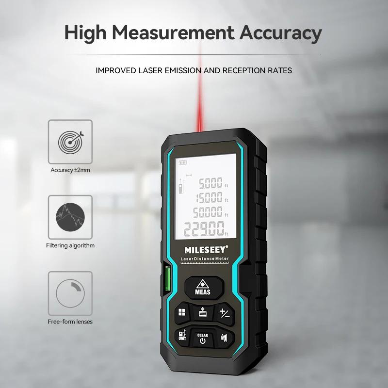Mètre ruban laser MILESEEY X5, 40M 50M 60M 80M 100M 120M Télémètre laser