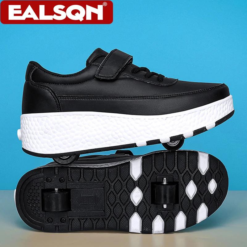 Chaussures de roller pour enfants, baskets à deux roues, chaussures de sport déformables à la mode p