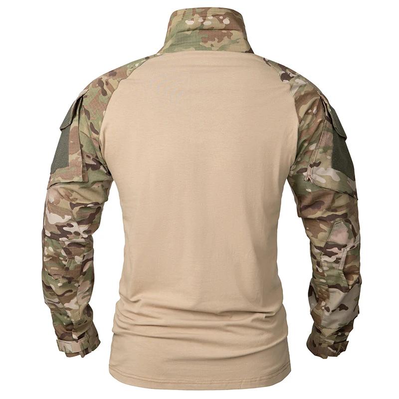Chemise tactique de Camouflage pour hommes, t-shirt de Combat à manches longues avec fermeture éclai