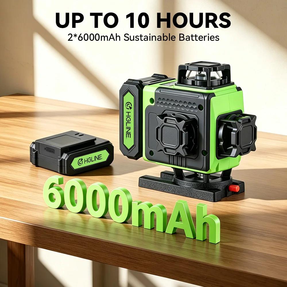 Niveau laser 4D HGLINE 16 lignes, contrôle à distance par application, rechargeable, auto-nivelant, 