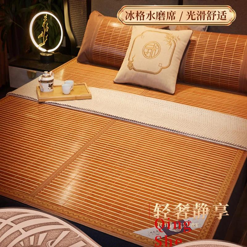 Tapis d'été en bambou, pliable, double face, en soie glacée, pour dortoir d'étudiants, lit simple, l