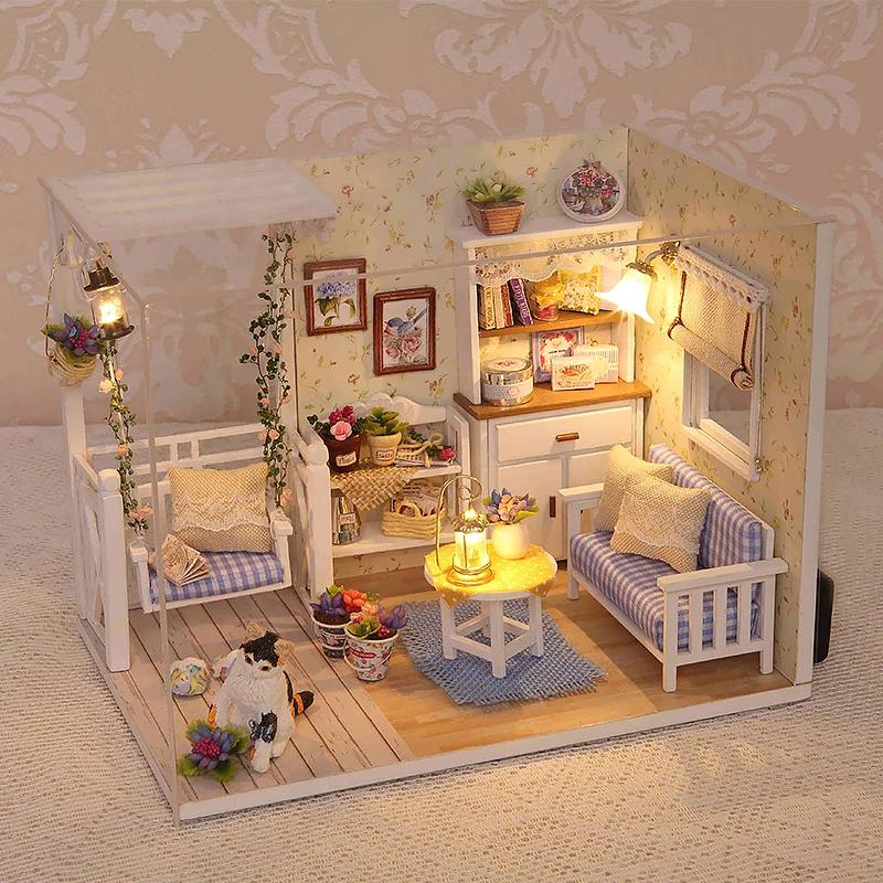 Mini maison de poupée chaton, Puzzle 3D, Kit de construction de maquettes, décoration créative de ch