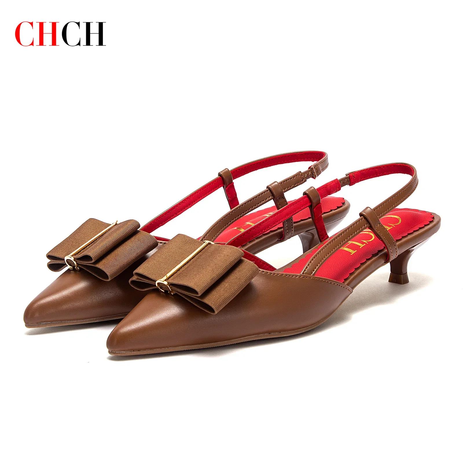 C-H femme talons hauts marron nouveau Design de sangle d'été pointu décontracté élégant lieu de trav