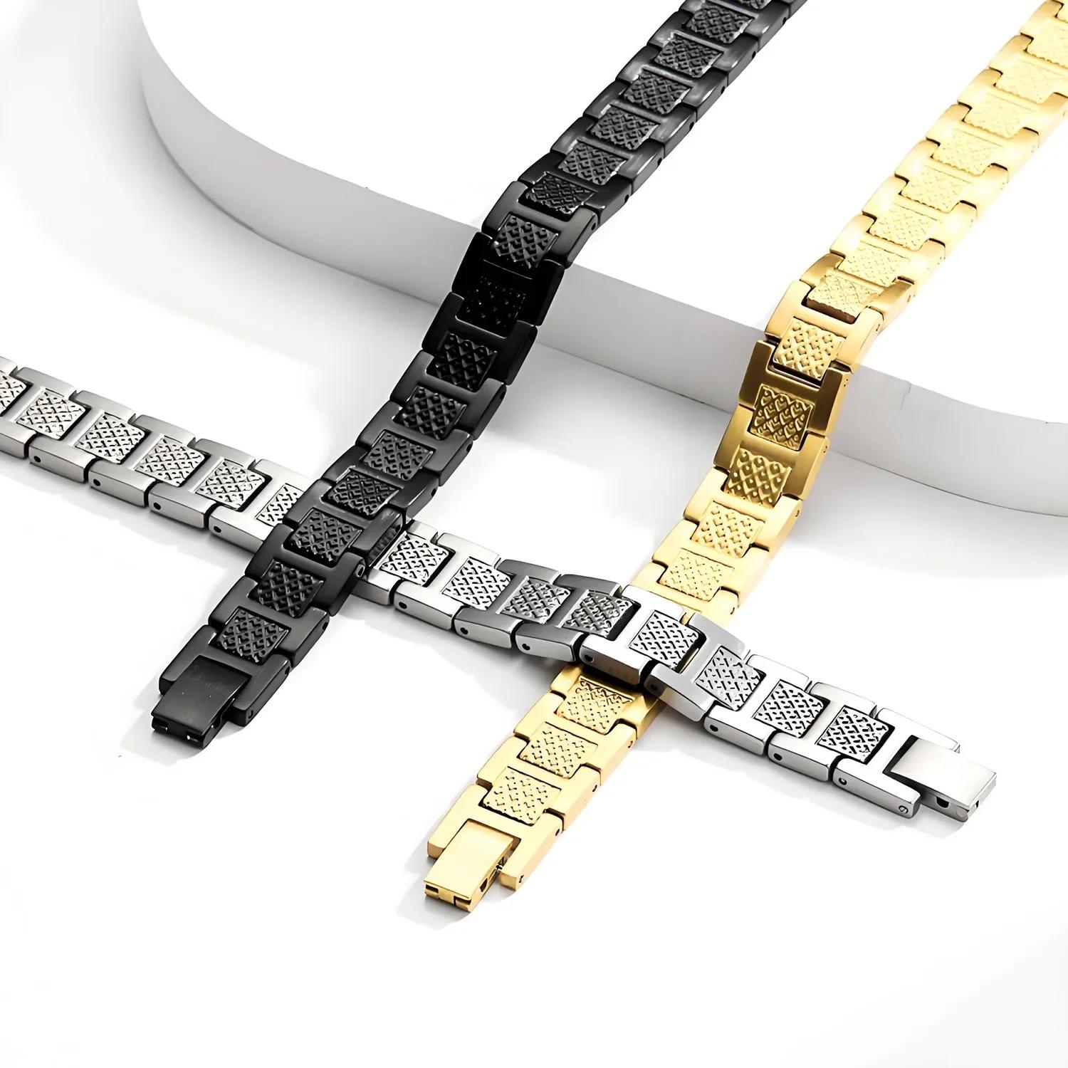 ARADOO – Bracelet en titane et acier pour hommes, chaîne à maillons à motif Crocodile, bijoux d'affa