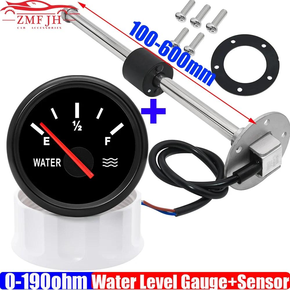 Capteur de niveau d'eau + indicateur de réservoir de compteur de niveau d'eau de 52mm avec rétro-écl