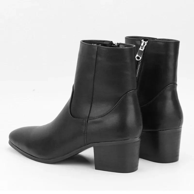 Nouveau automne hommes mode talons hauts bottes courtes petite tête carrée haut talon bottes hommes 