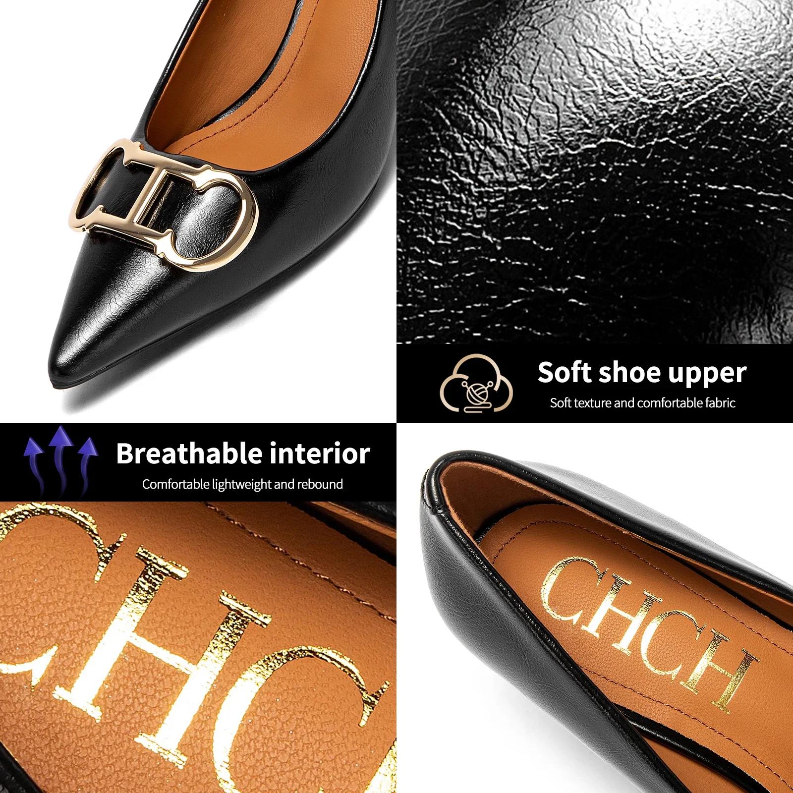 CHCH-Chaussures de Marque en Cuir Verni pour Femme, à Talons Hauts et Pointus, Style Bateau, pour Ma