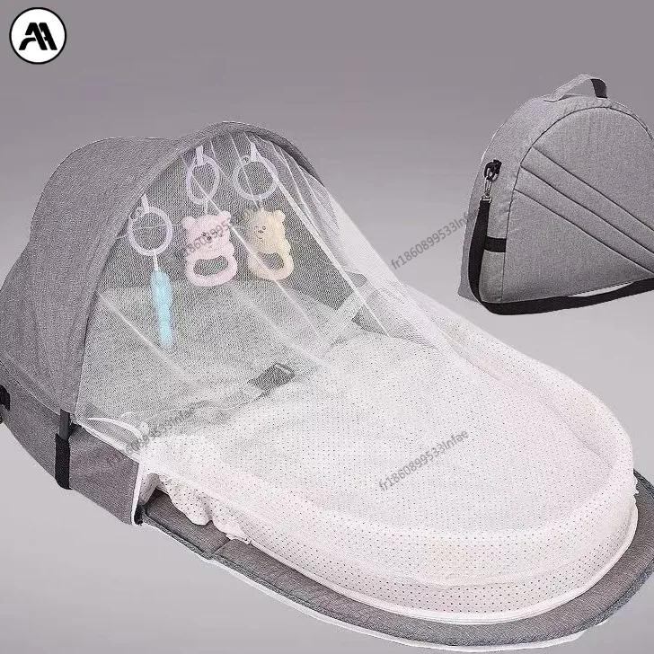 Lit de voyage multifonctionnel portable, lit anti-moustiques, lit pliant pour bébé, lit amovible, sa