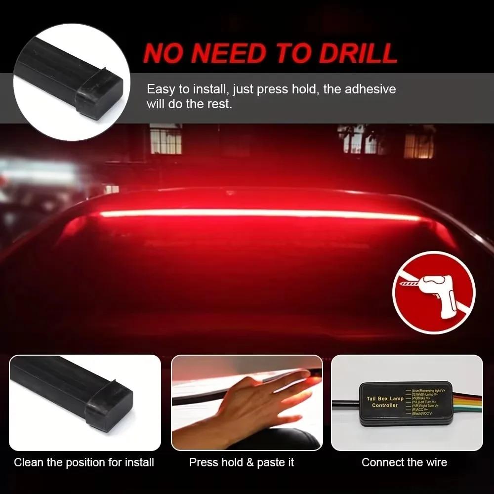 Troisième feu Stop arrière de voiture 100cm, bande LED, feux d'avertissement multi-mode, feux décora