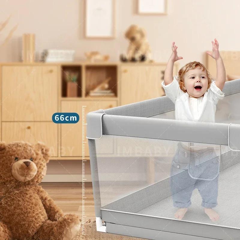 Parc bébé IMBABY gris grande aire jeux sécurité clôture activités enfants espace ludique