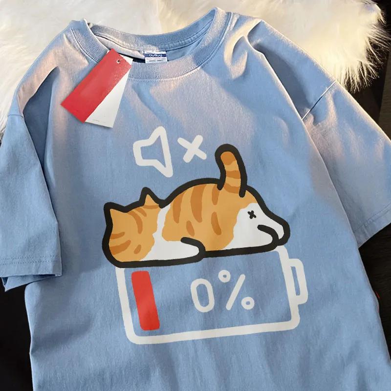 T-shirt ample à manches courtes pour femme enceinte, Style rétro, imprimé chat, avec haut à col rond