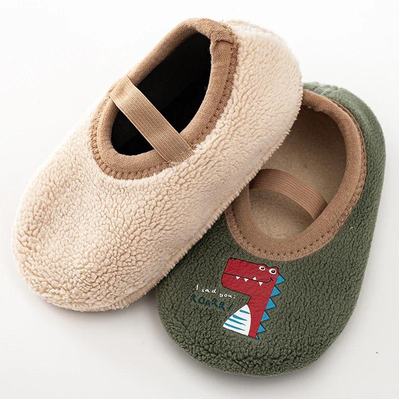 Chaussures antidérapantes pour nouveau-né garçon et fille, pantoufles d'hiver pour intérieur et exté