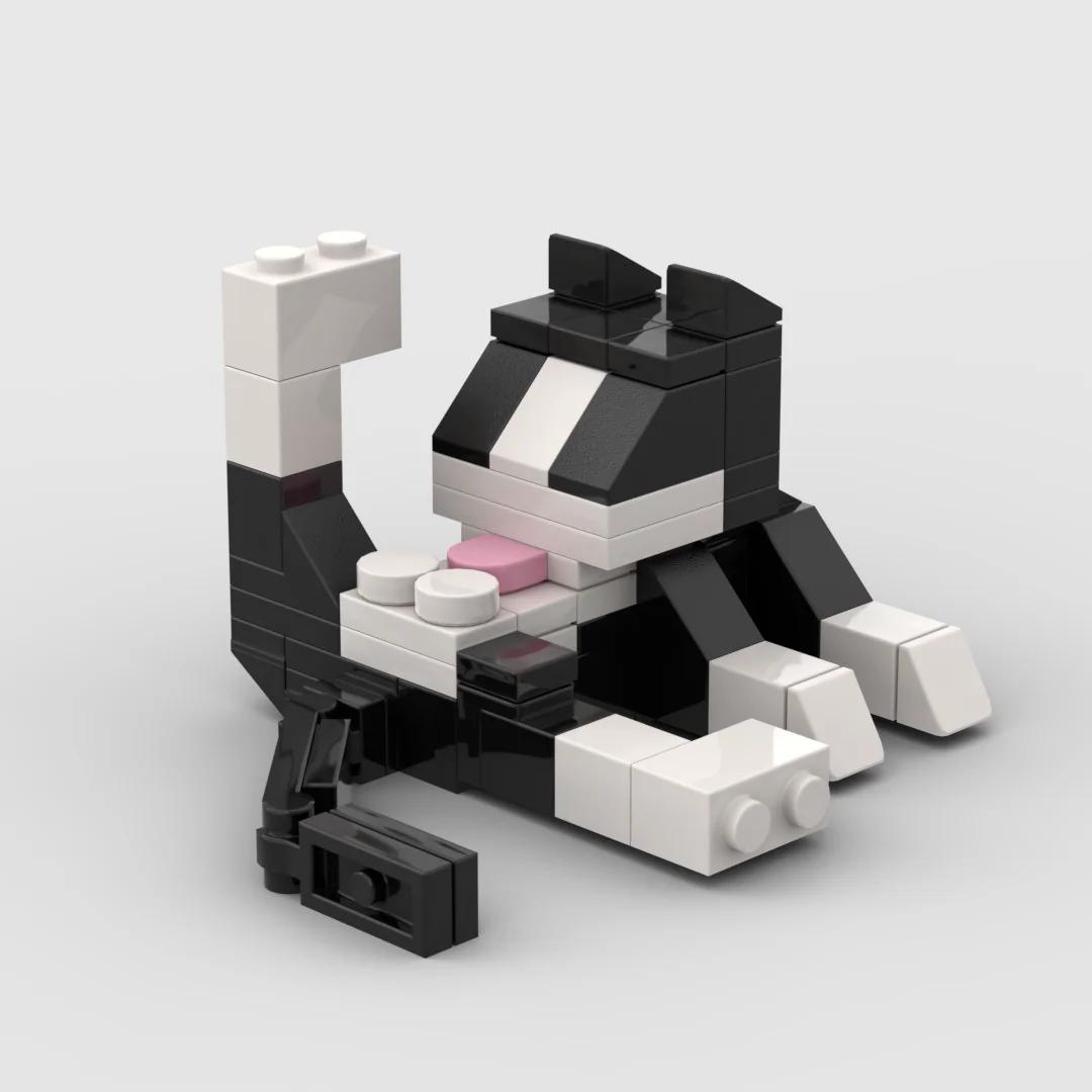 Série animale 62 pièces briques MOC chat Figires bricolage blocs de construction enfants jouets éduc