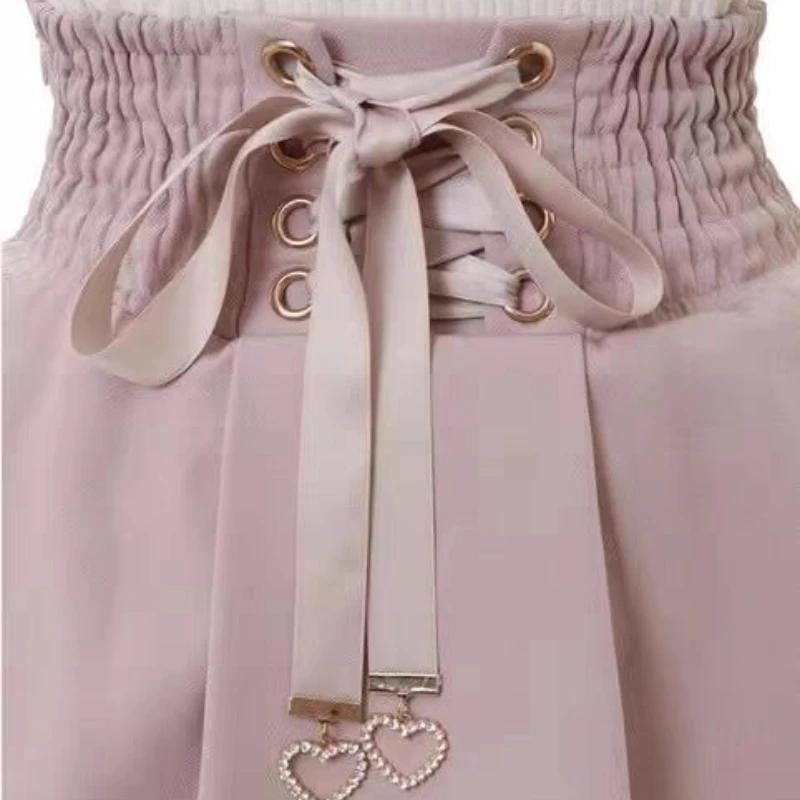 Sweet Lolita Jirai Kei – Jupe courte taille haute pour femmes, jupe courte avec boucle à Double nœud