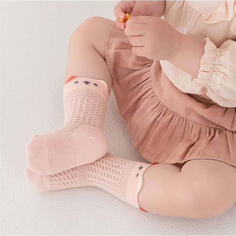 3 paires/lot chaussettes nouveau-né pour fille garçon 0-5 ans été mince coton maille infantile bébé 