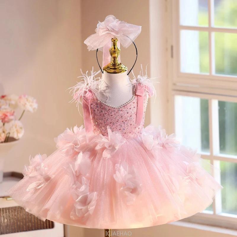 Robe de Soirée 2026 Nouvelle Collection Rose pour Filles, Costume de Princesse, Robe de Demoiselle d