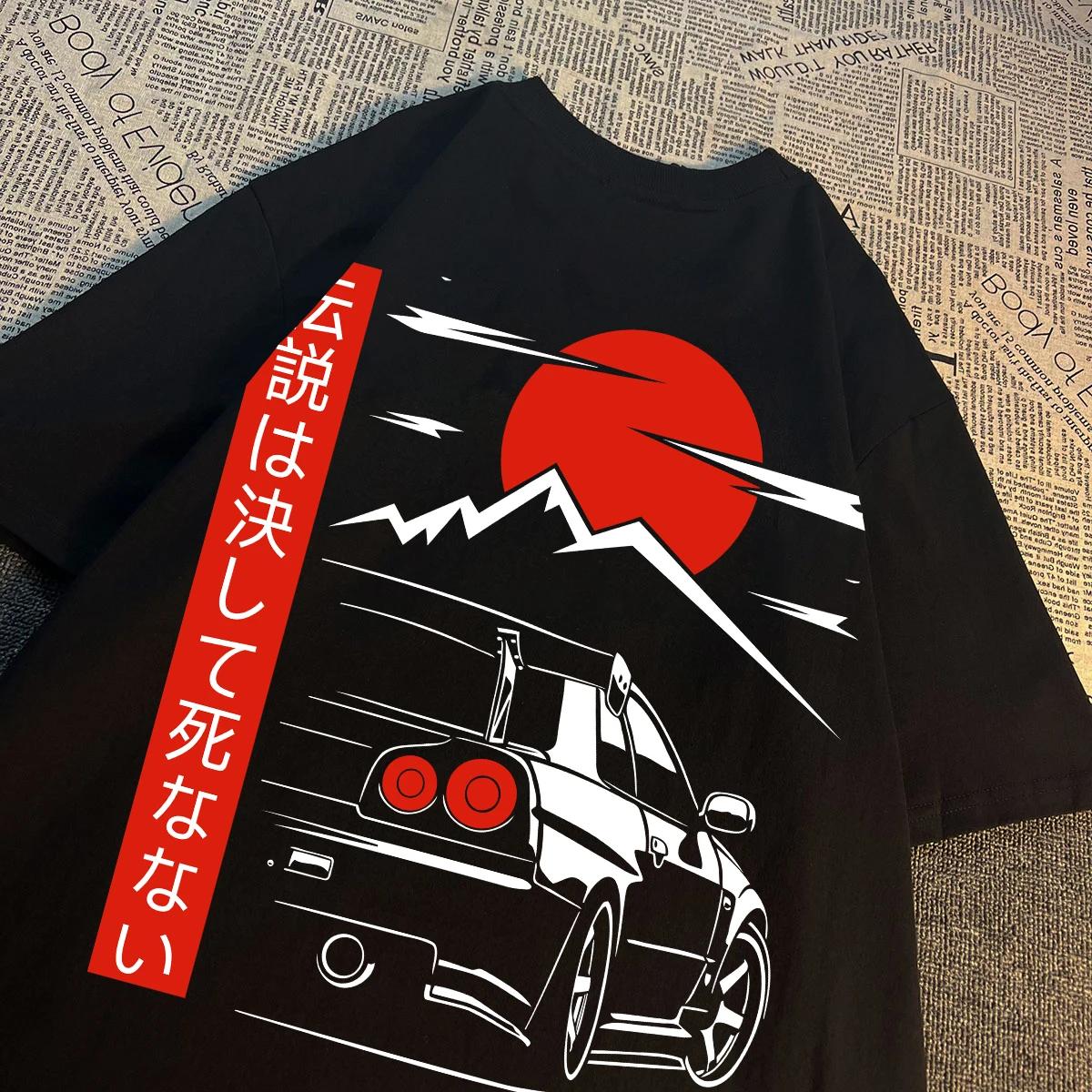 Style japonais voiture JDM Culture GTR course t-shirts hommes femmes vêtements de rue conception ori